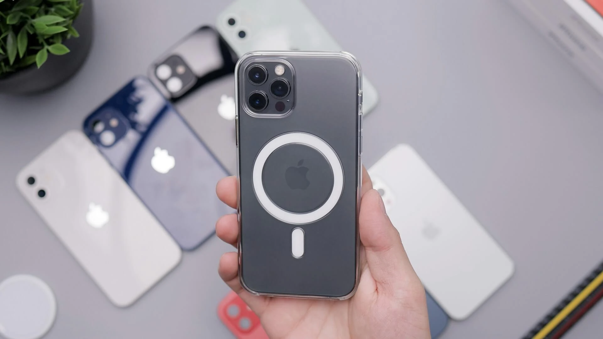 a black iPhone with a MagSafe case