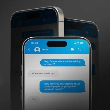 iPhone privacy screen protector blocking side-angle view of text messages